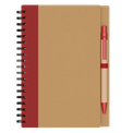 Eco Spiral Notebook & Pen Natural Red