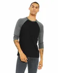 Bella + Canvas Unisex 3/4-Sleeve Baseball T-Shirt BLACK
