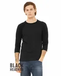 Bella + Canvas Unisex 3/4-Sleeve Baseball T-Shirt BLK HEATHER