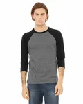 Bella + Canvas Unisex 3/4-Sleeve Baseball T-Shirt DEEP HTHR