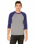 Bella + Canvas Unisex 3/4-Sleeve Baseball T-Shirt Grey