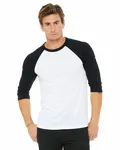 Bella + Canvas Unisex 3/4-Sleeve Baseball T-Shirt WHITE