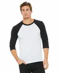 Bella + Canvas Unisex 3/4-Sleeve Baseball T-Shirt WHT FLK