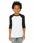 Youth Three-Quarter Sleeve Baseball T-Shirt WHITE