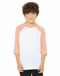 Youth Three-Quarter Sleeve Baseball T-Shirt WHT