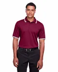 Devon & Jones Men's CrownLux Performance Plaited Tipped Polo Burgundy