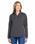 Ladies' Market Snag Protect Mesh Colorblock Quarter-Zip Carbon
