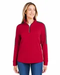 Ladies' Market Snag Protect Mesh Colorblock Quarter-Zip CLASSC RED