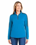 Ladies' Market Snag Protect Mesh Colorblock Quarter-Zip ELCTRC BLU