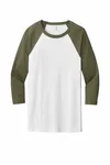 Bella + Canvas Unisex 3/4-Sleeve Baseball T-Shirt White/ Heather Olive