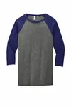 Bella + Canvas Unisex 3/4-Sleeve Baseball T-Shirt Grey/ Navy Triblend