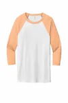 Bella + Canvas Unisex 3/4-Sleeve Baseball T-Shirt White/ Heather Peach