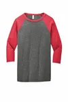 Bella + Canvas Unisex 3/4-Sleeve Baseball T-Shirt Grey/ Red Triblend