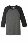 Bella + Canvas Unisex 3/4-Sleeve Baseball T-Shirt Grey/ Charcoal-Black Triblend