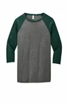 Bella + Canvas Unisex 3/4-Sleeve Baseball T-Shirt Grey/ Emerald Triblend