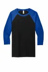 Bella + Canvas Unisex 3/4-Sleeve Baseball T-Shirt Black/ True Royal