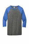 Bella + Canvas Unisex 3/4-Sleeve Baseball T-Shirt Grey/ True Royal Triblend