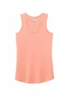 District Women's Perfect Tri Racerback Tank. DM138L Heathered Dusty Peach