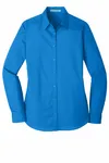 Port Authority Women's Long Sleeve Carefree Poplin Shirt. LW100 Coastal Blue