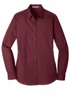 Port Authority Women's Long Sleeve Carefree Poplin Shirt. LW100 Burgundy