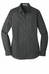 Port Authority Women's Long Sleeve Carefree Poplin Shirt. LW100 Graphite