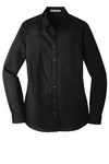 Port Authority Women's Long Sleeve Carefree Poplin Shirt. LW100 Deep Black