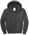 Port & Company - Youth Core Fleece Full-Zip Hooded Sweatshirt. PC90YZH Charcoal