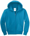 Port & Company - Youth Core Fleece Full-Zip Hooded Sweatshirt. PC90YZH Neon Blue