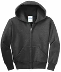 Port & Company - Youth Core Fleece Full-Zip Hooded Sweatshirt. PC90YZH Dark Heather Grey