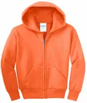 Port & Company - Youth Core Fleece Full-Zip Hooded Sweatshirt. PC90YZH Neon Orange