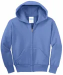 Port & Company - Youth Core Fleece Full-Zip Hooded Sweatshirt. PC90YZH Carolina Blue