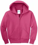 Port & Company - Youth Core Fleece Full-Zip Hooded Sweatshirt. PC90YZH SANGRIA
