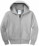 Port & Company - Youth Core Fleece Full-Zip Hooded Sweatshirt. PC90YZH Ash