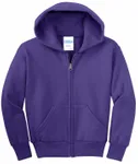 Port & Company - Youth Core Fleece Full-Zip Hooded Sweatshirt. PC90YZH PURPLE
