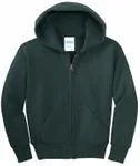 Port & Company - Youth Core Fleece Full-Zip Hooded Sweatshirt. PC90YZH Dark Green