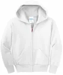 Port & Company - Youth Core Fleece Full-Zip Hooded Sweatshirt. PC90YZH WHITE
