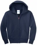 Port & Company - Youth Core Fleece Full-Zip Hooded Sweatshirt. PC90YZH Navy