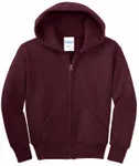 Port & Company - Youth Core Fleece Full-Zip Hooded Sweatshirt. PC90YZH Maroon