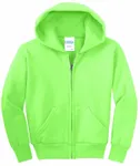 Port & Company - Youth Core Fleece Full-Zip Hooded Sweatshirt. PC90YZH Neon Green