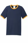 Port & Company Core Cotton Ringer Tee. PC54R Navy/ Gold