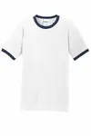 Port & Company Core Cotton Ringer Tee. PC54R White/ Navy