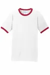 Port & Company Core Cotton Ringer Tee. PC54R White/ Red