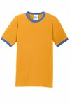 Port & Company Core Cotton Ringer Tee. PC54R Gold/ Royal