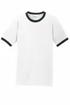 Port & Company Core Cotton Ringer Tee. PC54R White/ Jet Black