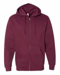 Midweight Full-Zip Hooded Sweatshirt Maroon