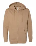 Midweight Full-Zip Hooded Sweatshirt Sandstone
