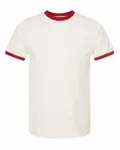Unisex Fine Jersey Ringer T-Shirt Vintage White/ Rio Red