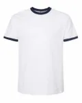 Unisex Fine Jersey Ringer T-Shirt White/ Navy