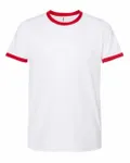 Unisex Fine Jersey Ringer T-Shirt White/ Red