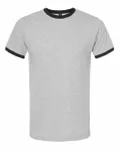 Unisex Fine Jersey Ringer T-Shirt Heather Grey/ Black